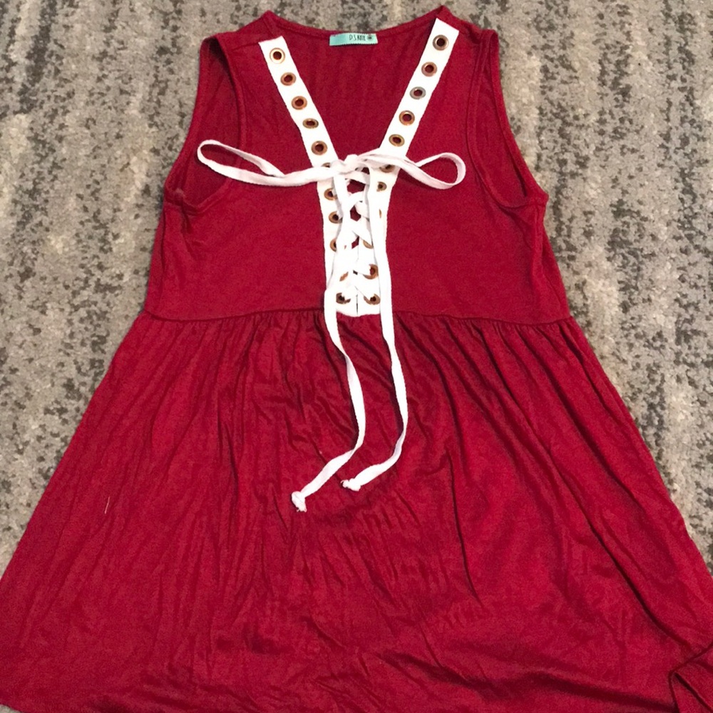 Red lace up top